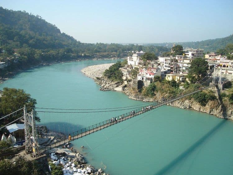 Ram Julah Hanging Bridge, Rishikesh, India by Tony Leon